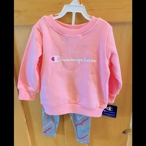 Champion Pink Sweatshirt And Matching Leggings, Size 12 Months